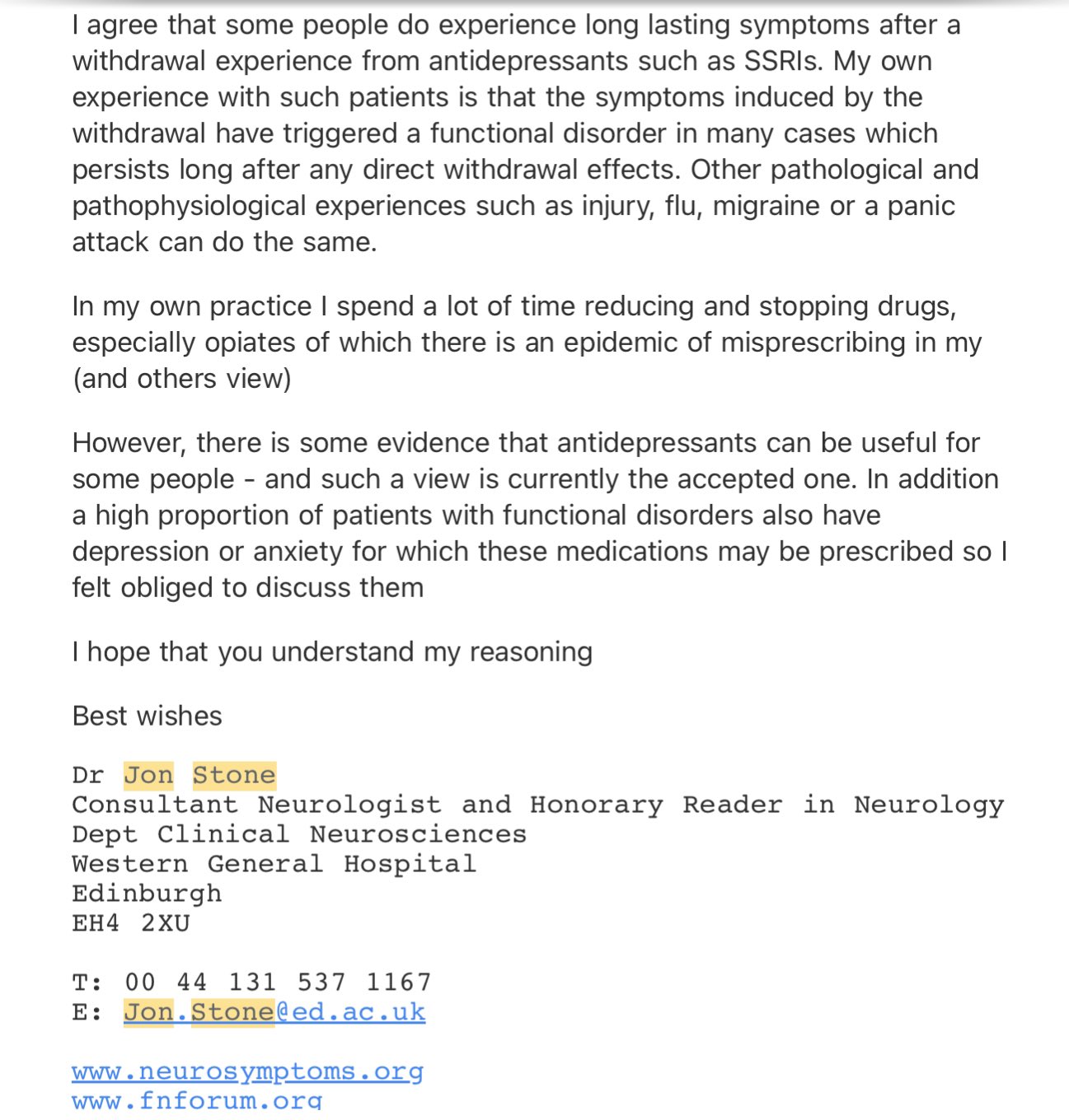Prof J stone correspondence 2